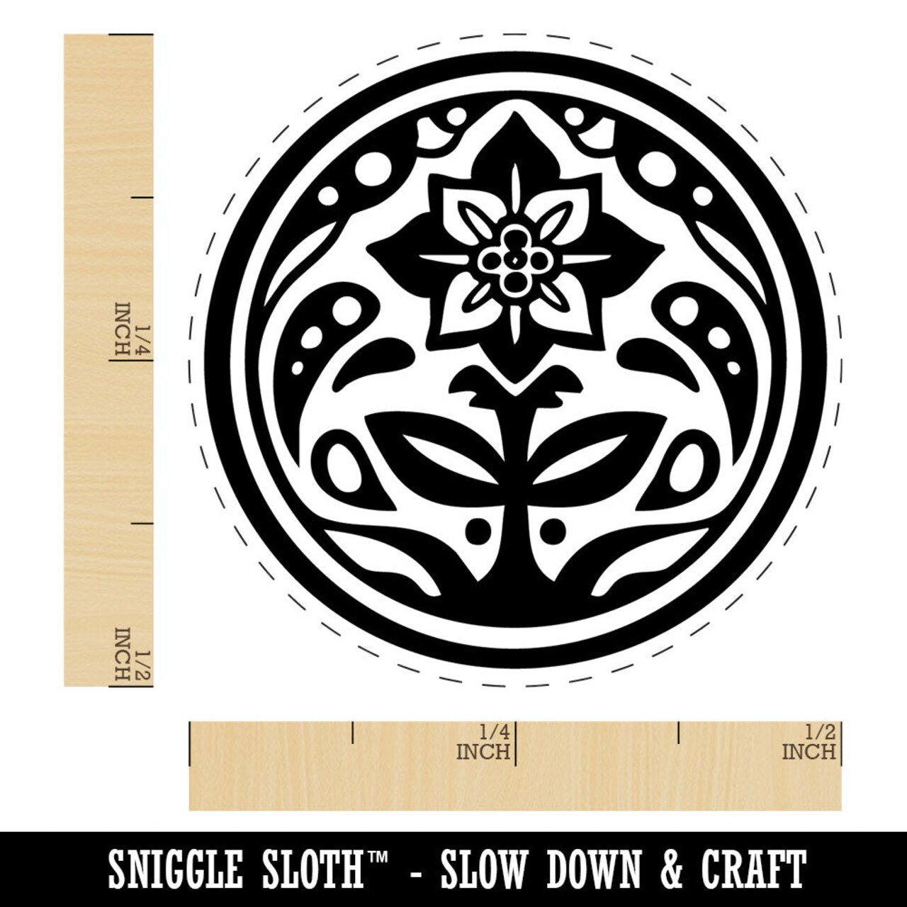 Decorative Round Flower Floral Symbol Self-Inking Rubber Stamp for Stamping Crafting Planners
